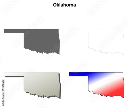 Oklahoma blank outline map set