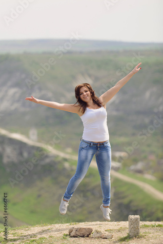 Jumping Cute Woman