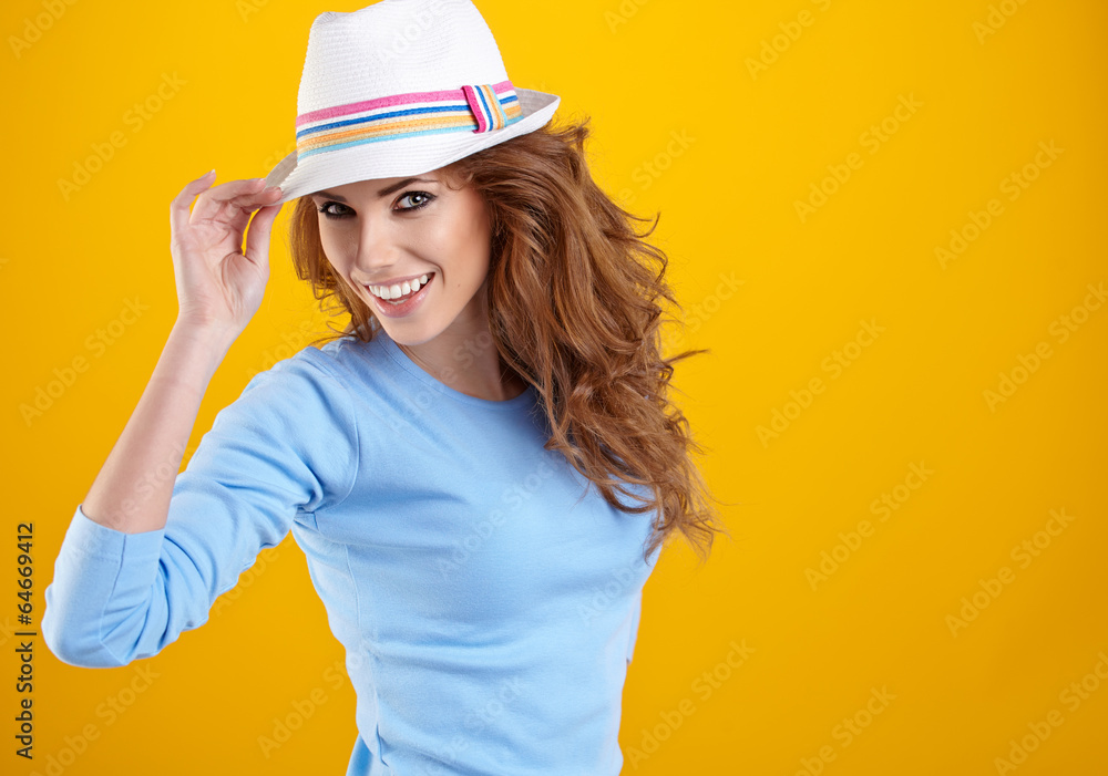 Smiling woman in studio portrait Smiling woman in studio portrait