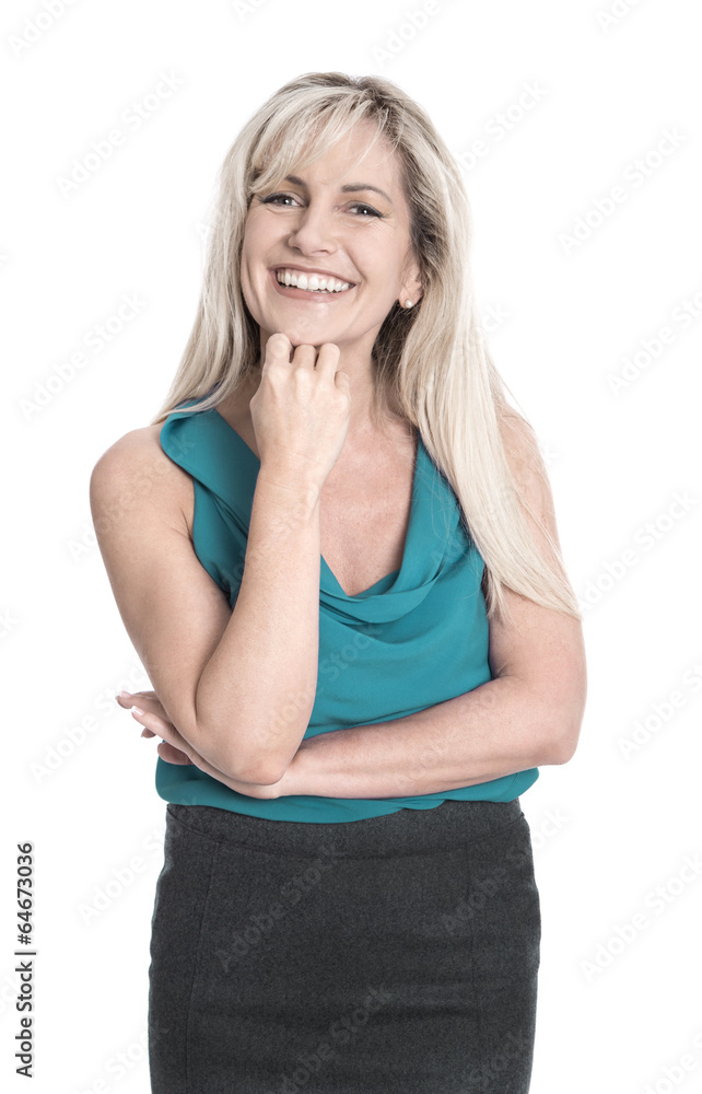 Portrait: Frau isoliert mit strahlend weißen Zähnen Portrait: Frau isoliert mit strahlend weißen Zähnen