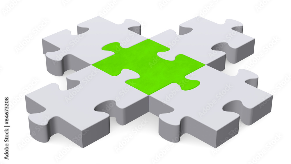 3d puzzle forming intersection, green center 3d puzzle forming intersection, green center