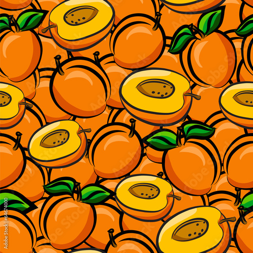 Peach fruits sketch drawing seamless background