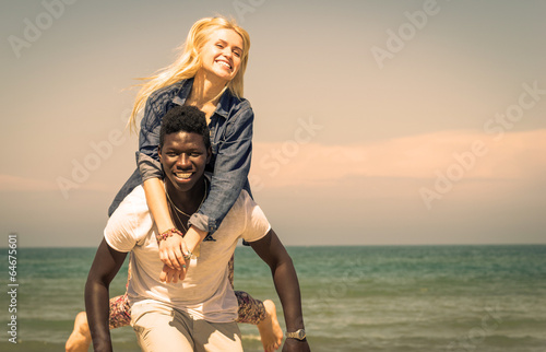 happy interracial couple