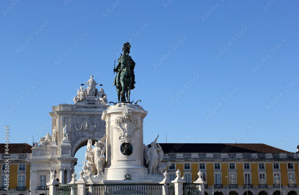 King statue on the square in the center of Lisbon