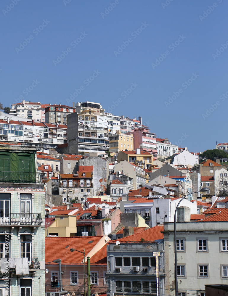 View on the old roofs of Lisbon city