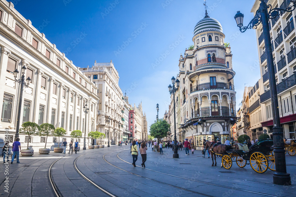 Fototapeta premium Street of old Spanish town Seville
