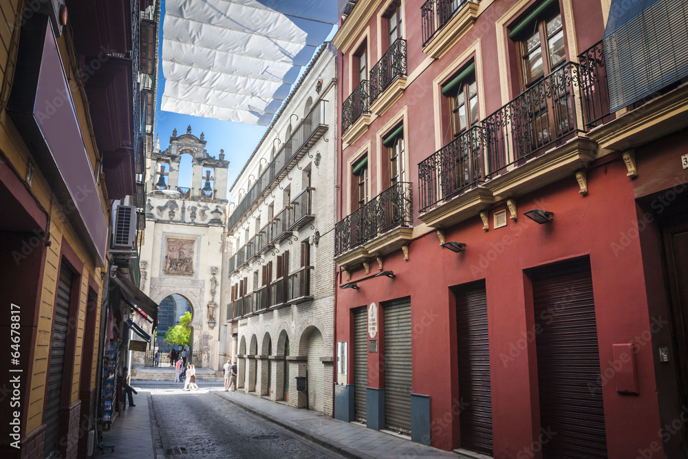 Street of old Spanish town Seville