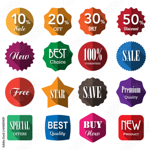 Set of business vintage badges and labels with long shadow