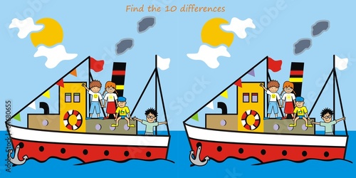 boat , find 10 differences, leisure activity, eps.