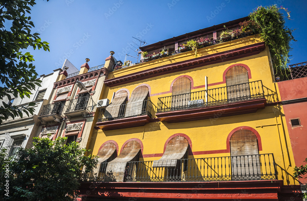 Street of old Spanish town Seville