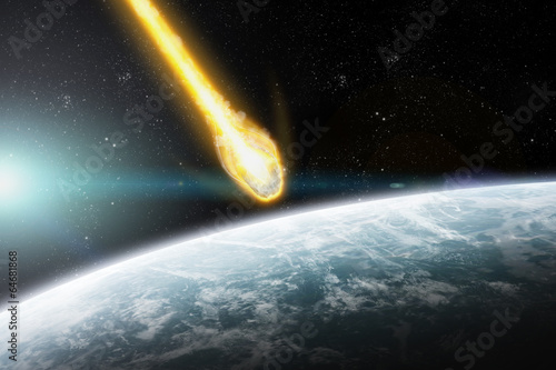 Asteroids over planet earth