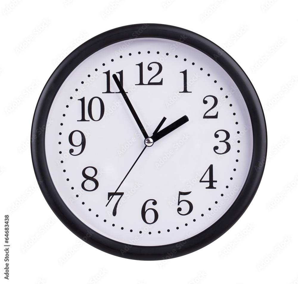 Office clock shows five minutes to two Office clock shows five minutes to two