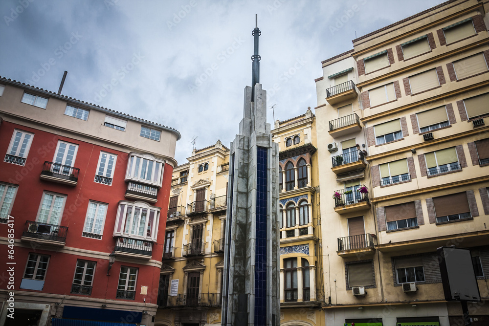 Malaga city in rain, Spain
