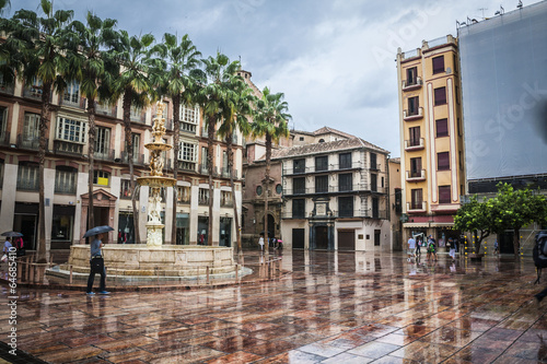 Malaga city in rain, Spain © anilah