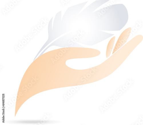 Logo, Hand, Feder, Wellness
