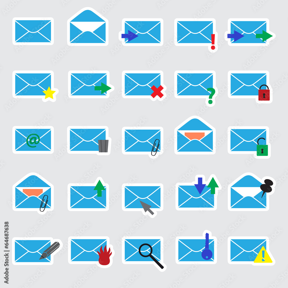 computer mail blue stickers eps10 computer mail blue stickers eps10