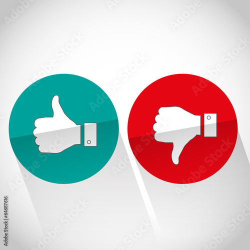 Social media flat like dislike hand icon