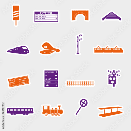 train and railway stickers eps10