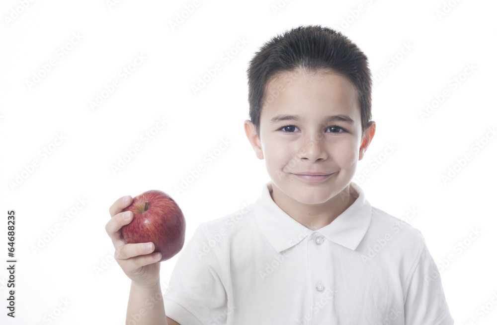 Smilling child with apple. Isolated on white. Smilling child with apple. Isolated on white.