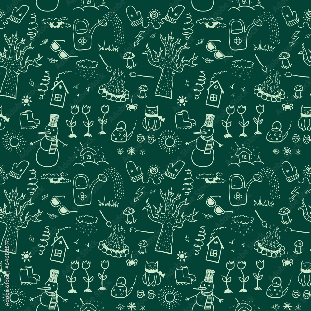 Season Doodles. Seamless pattern Season Doodles. Seamless pattern