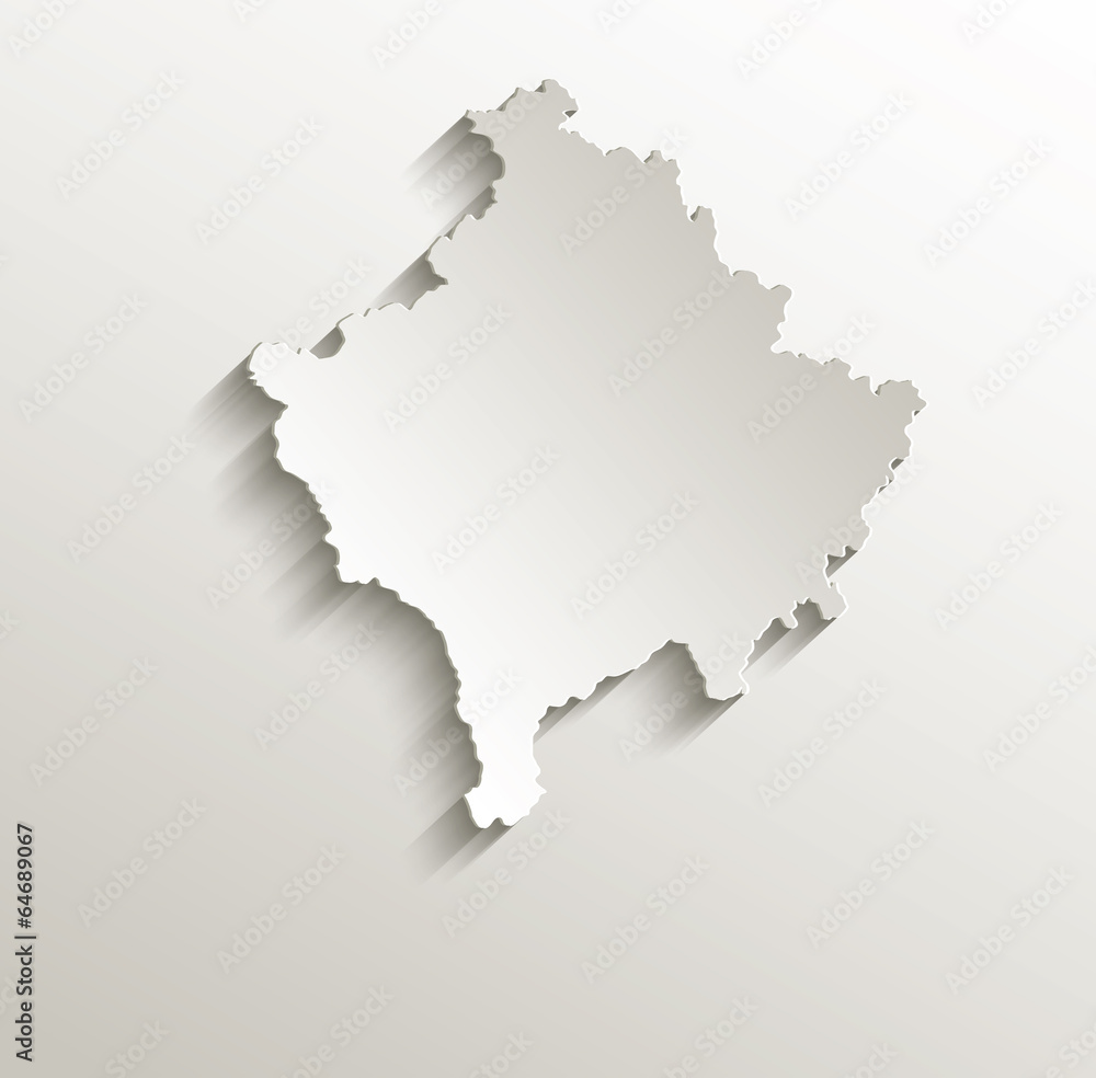 Kosovo map card paper 3D natural vector Kosovo map card paper 3D natural vector