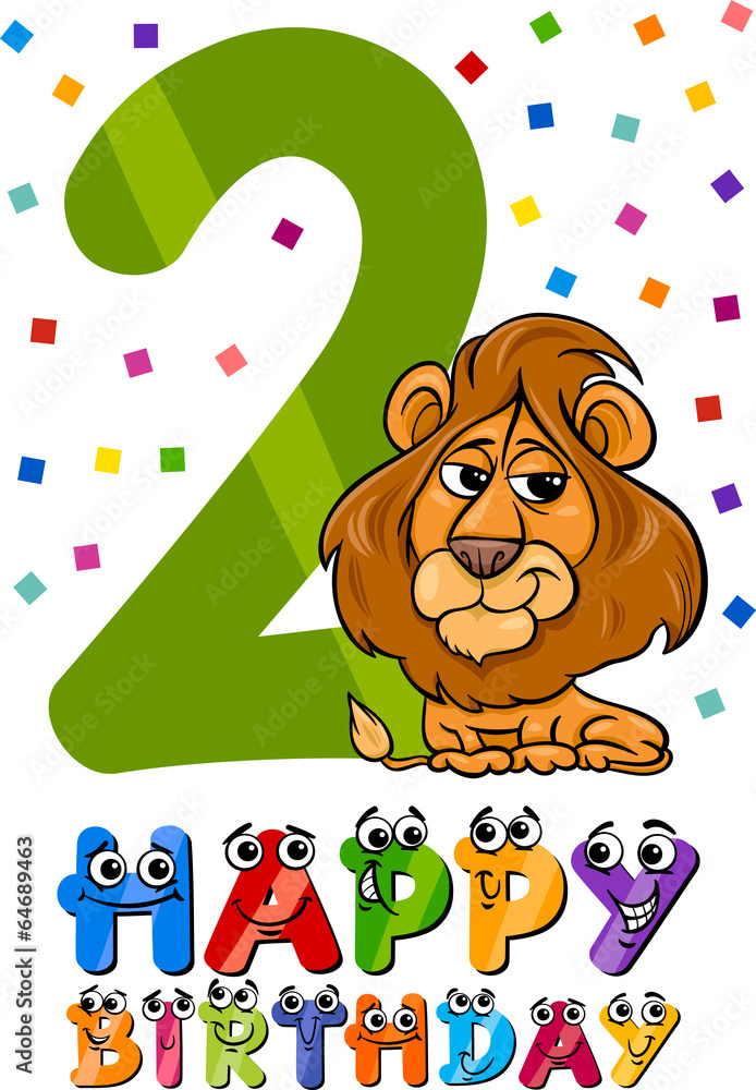 Naklejka premium second birthday cartoon design