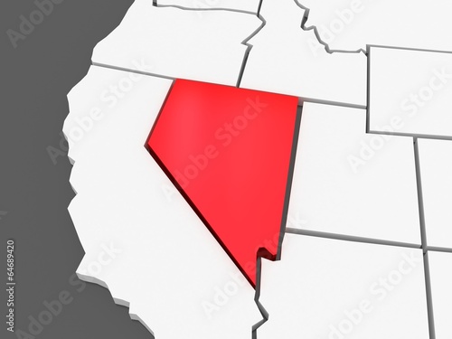 Obraz na płótnie Three-dimensional map of Nevada. USA
