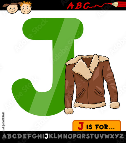 letter j with jacket cartoon illustration