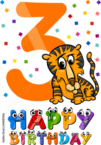 third birthday cartoon design