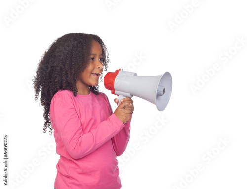 African little girl with a megaphone