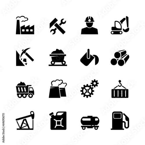 Industrial web icon set black