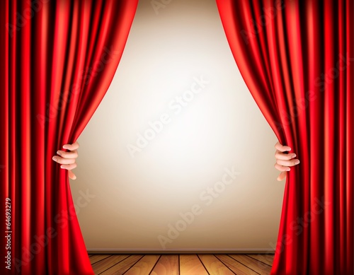 Background with a stage and a curtain. Vector.