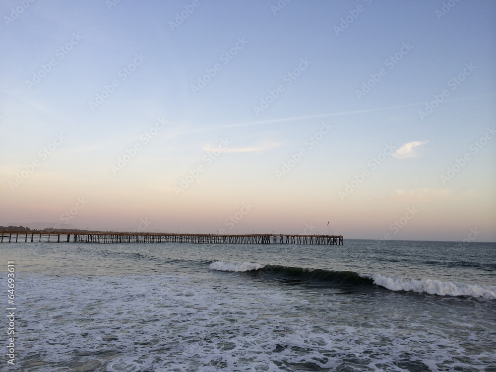 Long wooden pier stretching in ocean, Ventura, CA Long wooden pier stretching in ocean, Ventura, CA