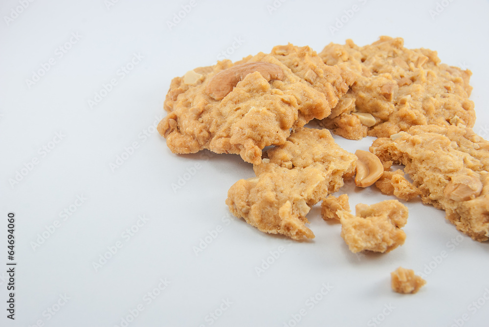 Almond cookies on white background