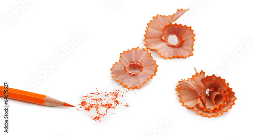 Pencil and pencil shavings, isolated on white