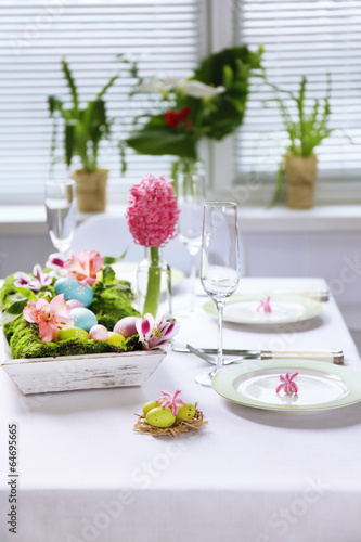 Fototapeta Naklejka Na Ścianę i Meble -  Beautiful holiday Easter table setting