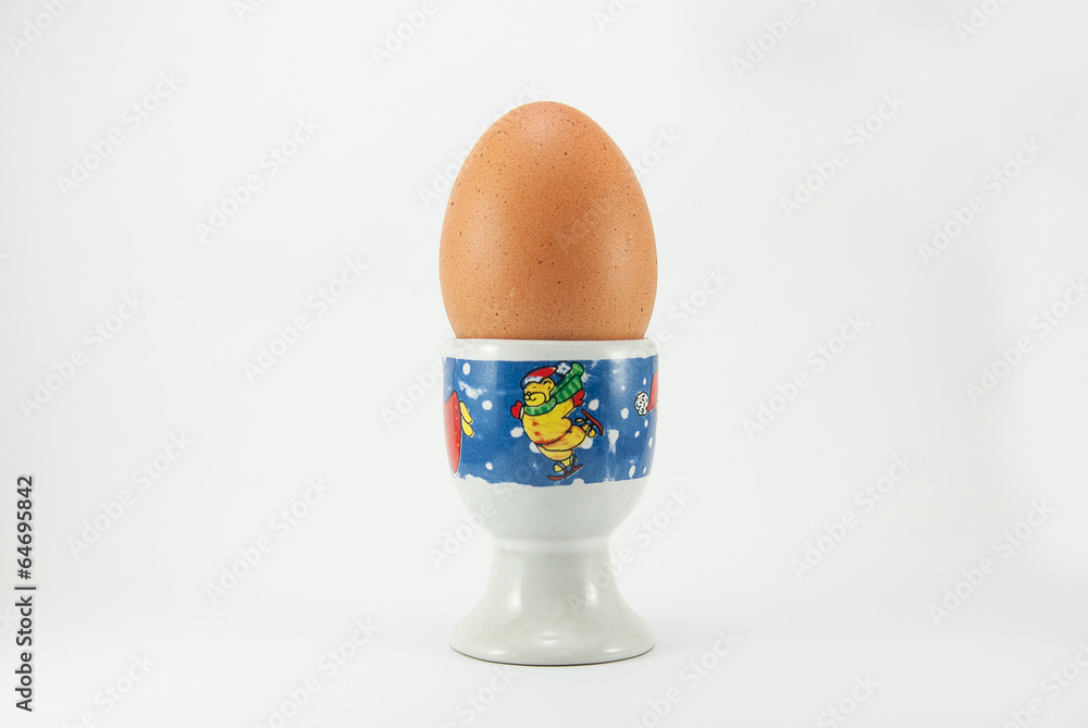 Brown egg on christmas holder