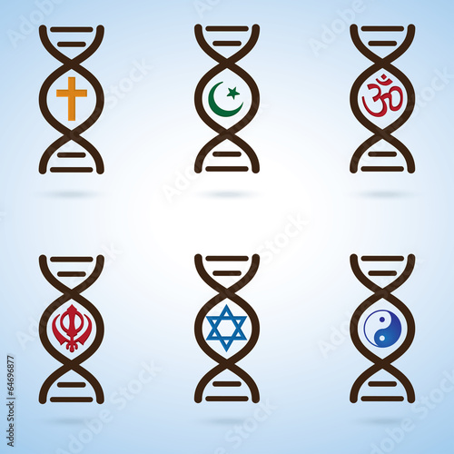 DNA & Religion Meme | creationism vs evolution-creative vector