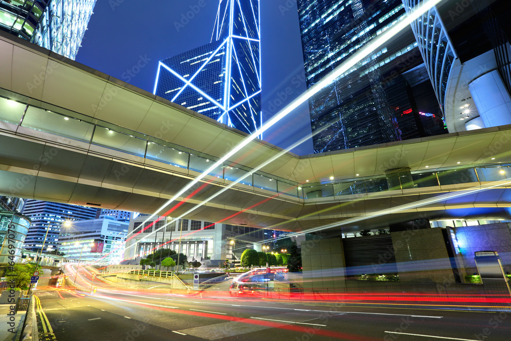 Traffic through downtown HongKong Traffic through downtown HongKong