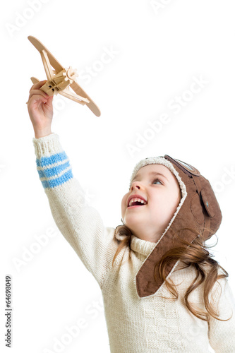 child girl dressed pilot he...