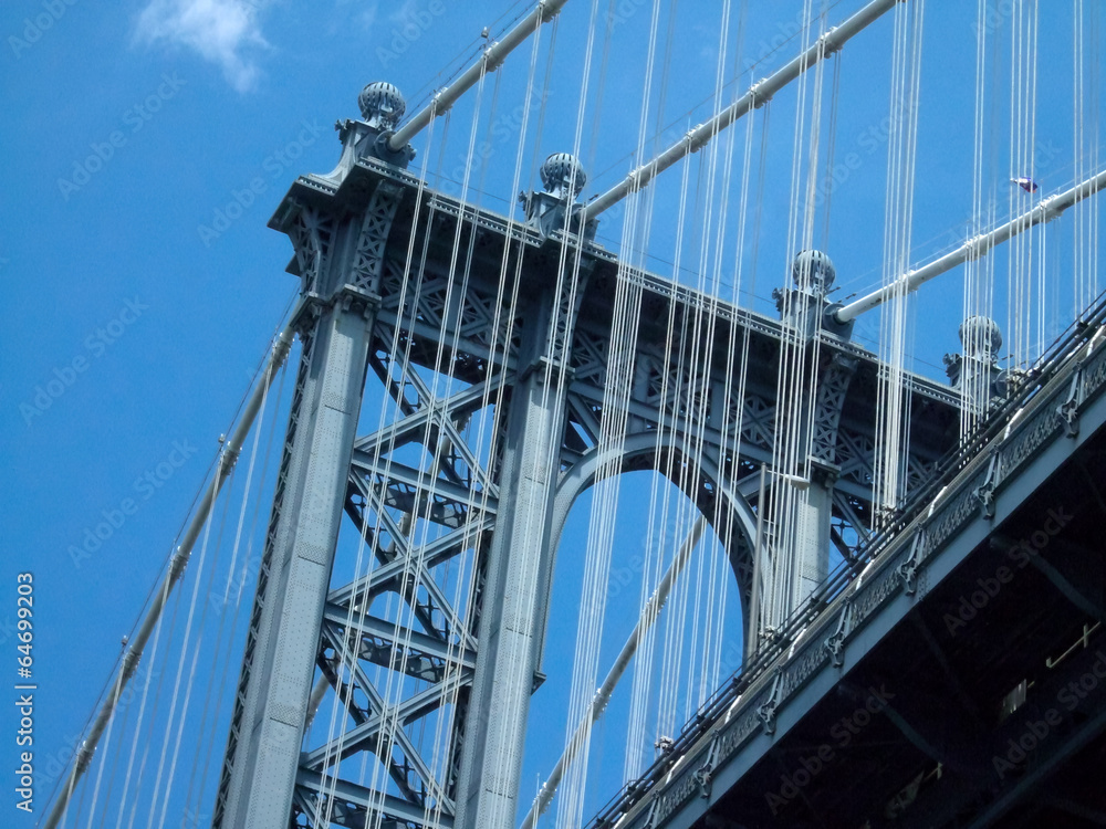 Fototapeta premium Low angle view of a bridge, Manhattan Bridge, New York City, Ne