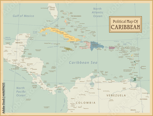 Caribbean -highly detailed map.Layers used.