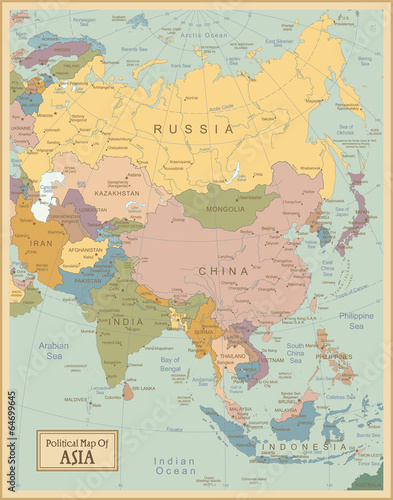 Asia -highly detailed map.Layers used.