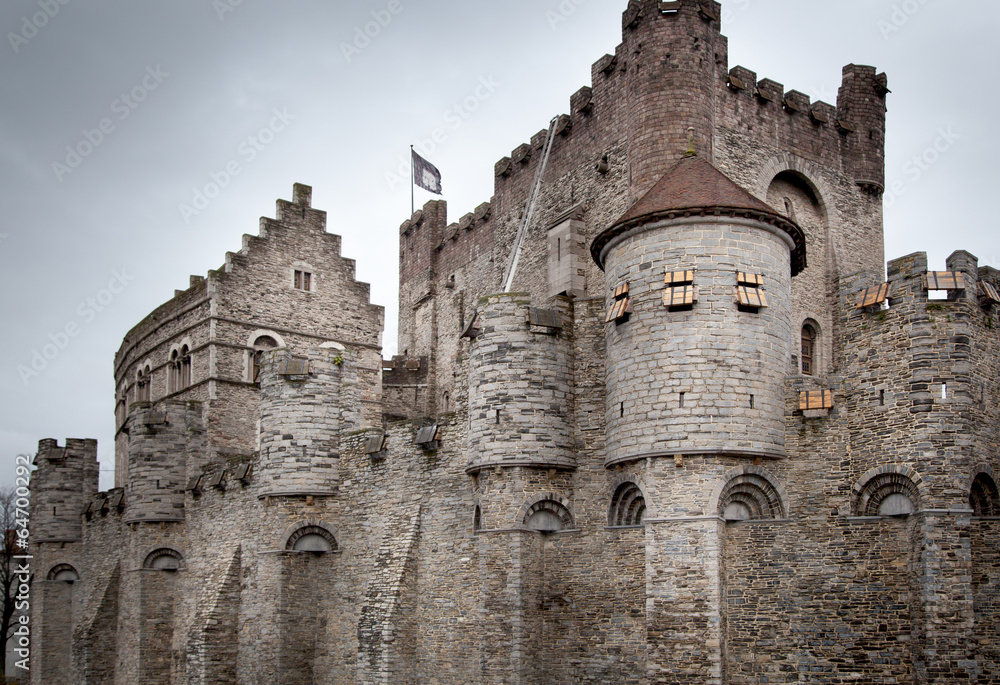 Low angle view of a castle, Gravensteen, Ghent, Belgium