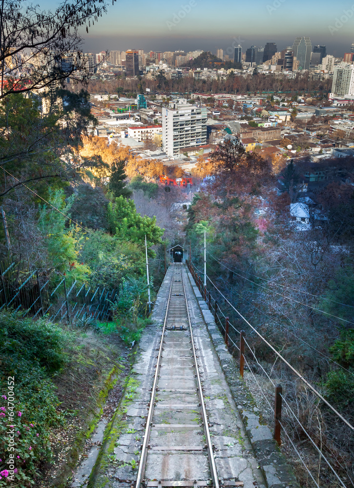 Tram to the top of hill, San Cristobal hill, Santiago, Chile