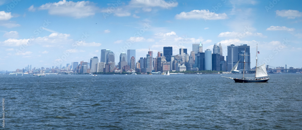 City at waterfront, Manhattan, New York City, New York State, US