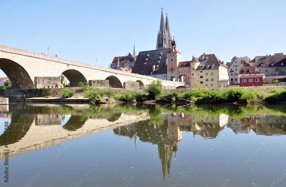 Old Bridge and in Regensburg, Bavaria, Germany, Europe