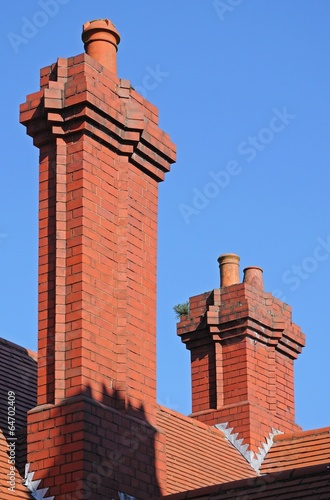 Tall brick chimneys, Lichfield, England © Arena Photo UK