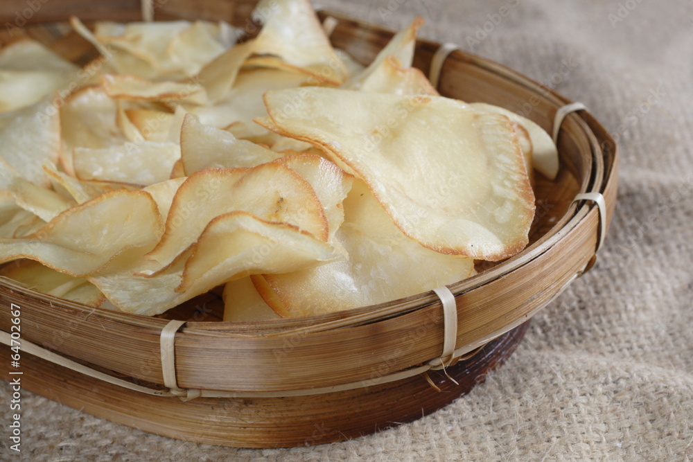 Chips Cassava at natural sack cloth Chips Cassava at natural sack cloth