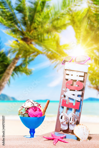 Ice cream on the tropical beach